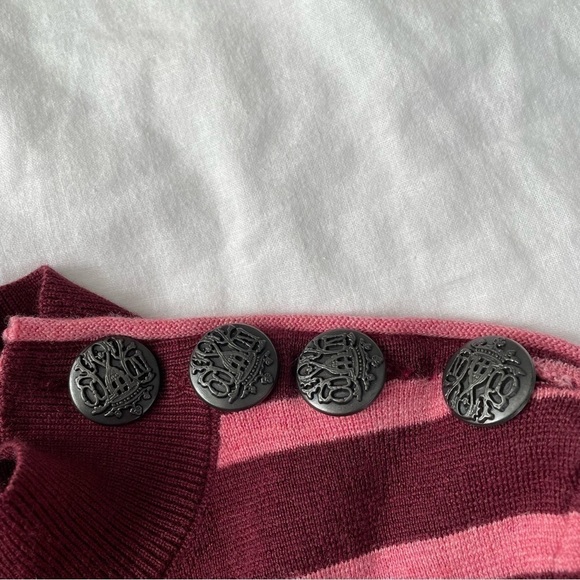 STELLA McCARTNEY size 36/us 4 mock Turtleneck Sweater Maroon Striped 100% Wool - Picture 4 of 7